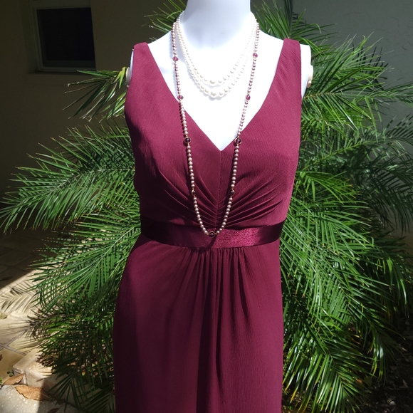 David's Bridal Red Wine Formal Long Gown Size 2 - Picture 12 of 16